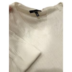 White House Black Market Cream Ribbed V Neck Sweater M